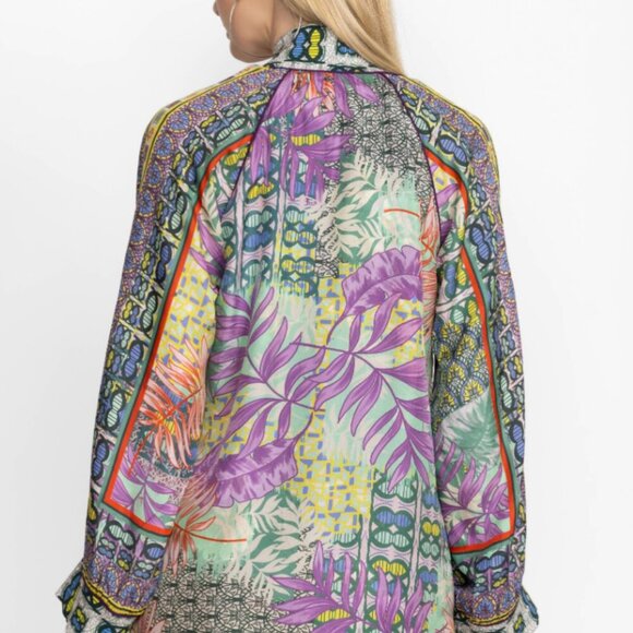Johnny Was Bordona Heather Reversible Silk Kimono Jacket Mixed Print XL NWT - Picture 6 of 10